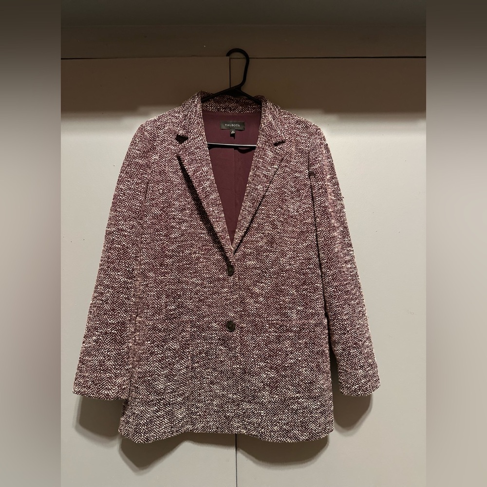 Talbots -  Deep Maroon & Cream Speckled Blazer (Size 10)